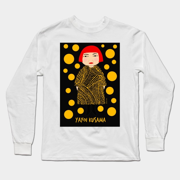 Yellow dots Yayoi Kusama inspired Long Sleeve T-Shirt by Angie16bkk